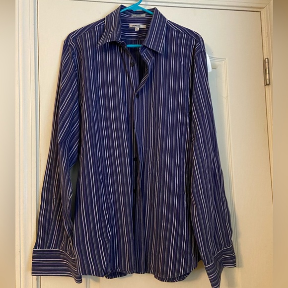 Express IMX Button Up Men’s Shirt Purple - Picture 1 of 3